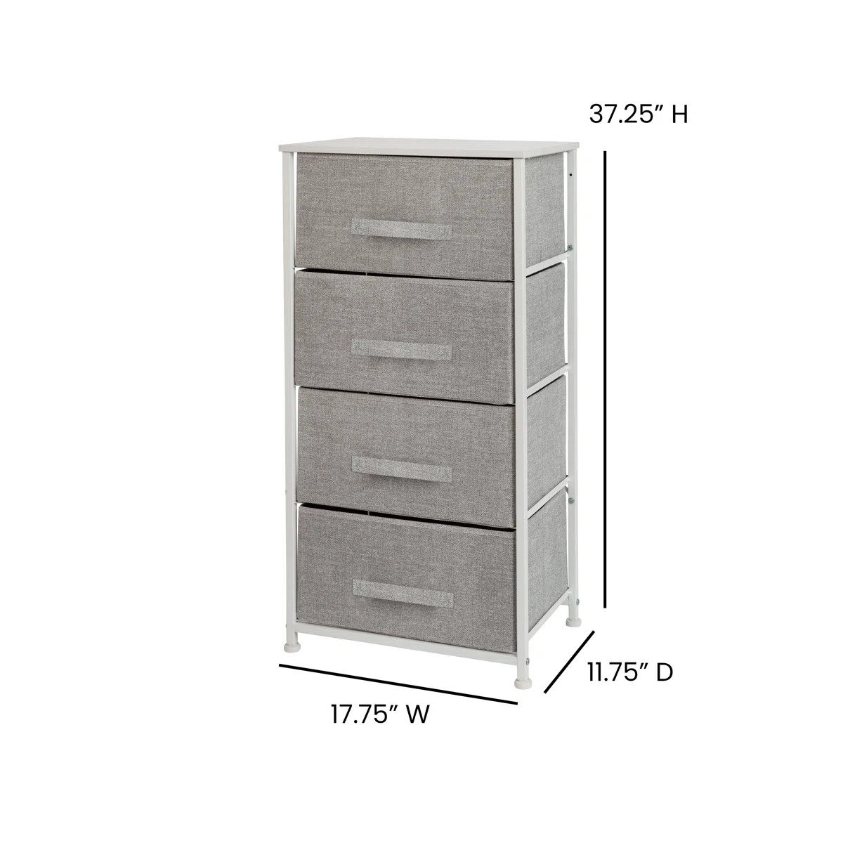 Flash Furniture Malone 4 Drawer Vertical Storage Dresser with Wood Top & Fabric Pull Drawers & Re... | Wayfair North America