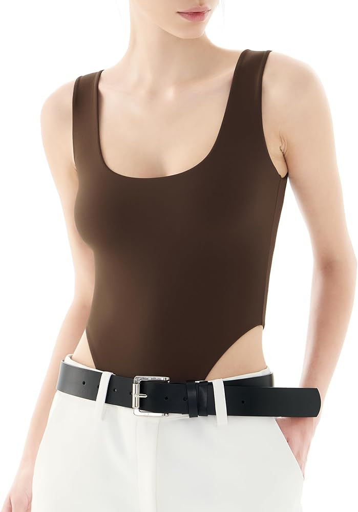 PUMIEY Women's Square Neck High-Cut Bodysuit Sexy Tops Sharp Collection | Amazon (US)