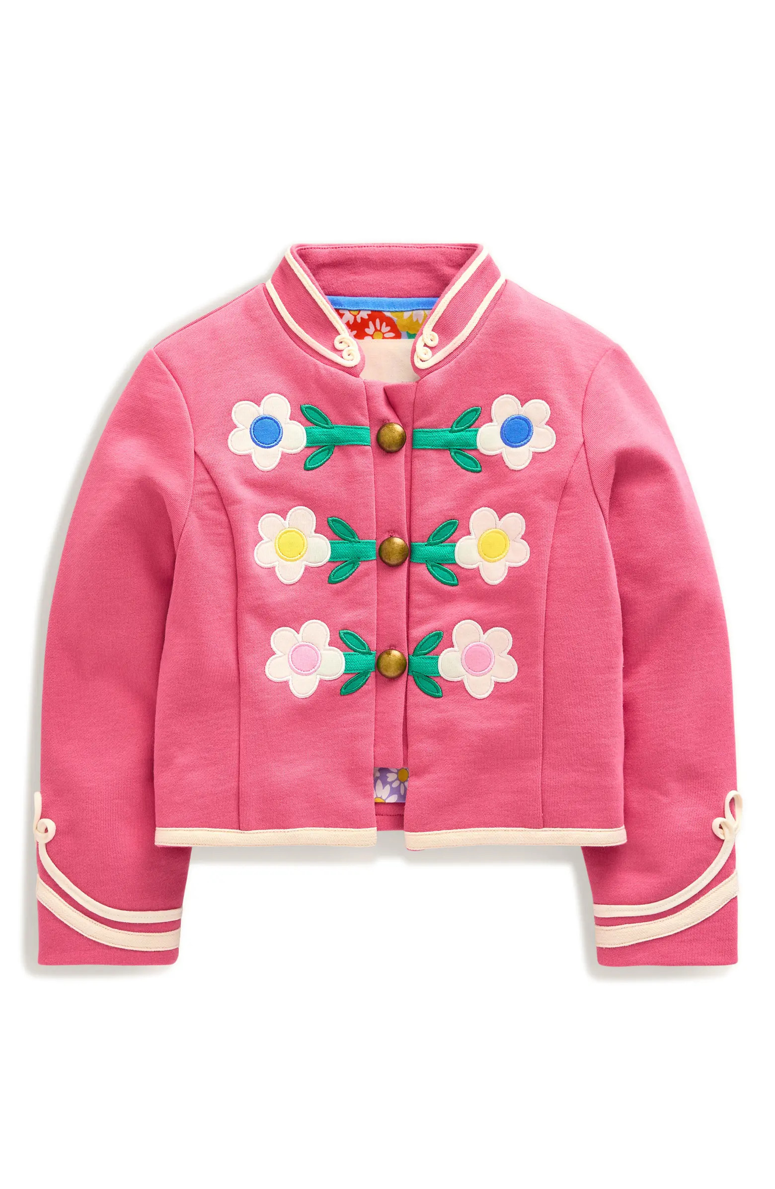 Kids' Floral Appliqué Knit Military Jacket | Nordstrom