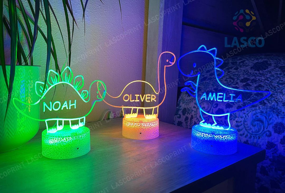 Kids Personalized Acrylic Night Light Dinosaur for Kids - Etsy | Etsy (US)