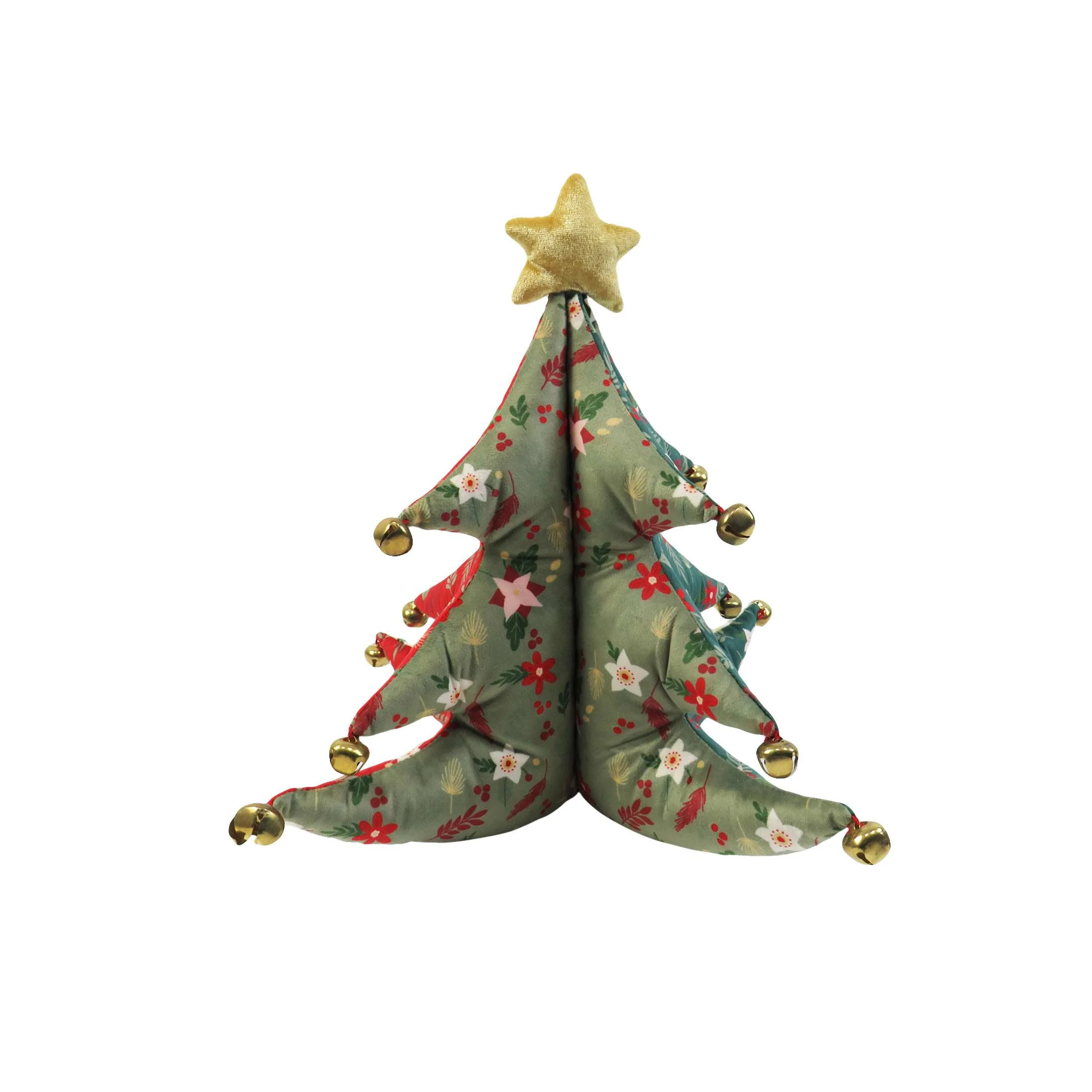 17.5" x 14" Floral Christmas Tree Decorative Pillow, Green, White, and Red, by Holiday Time | Walmart (US)