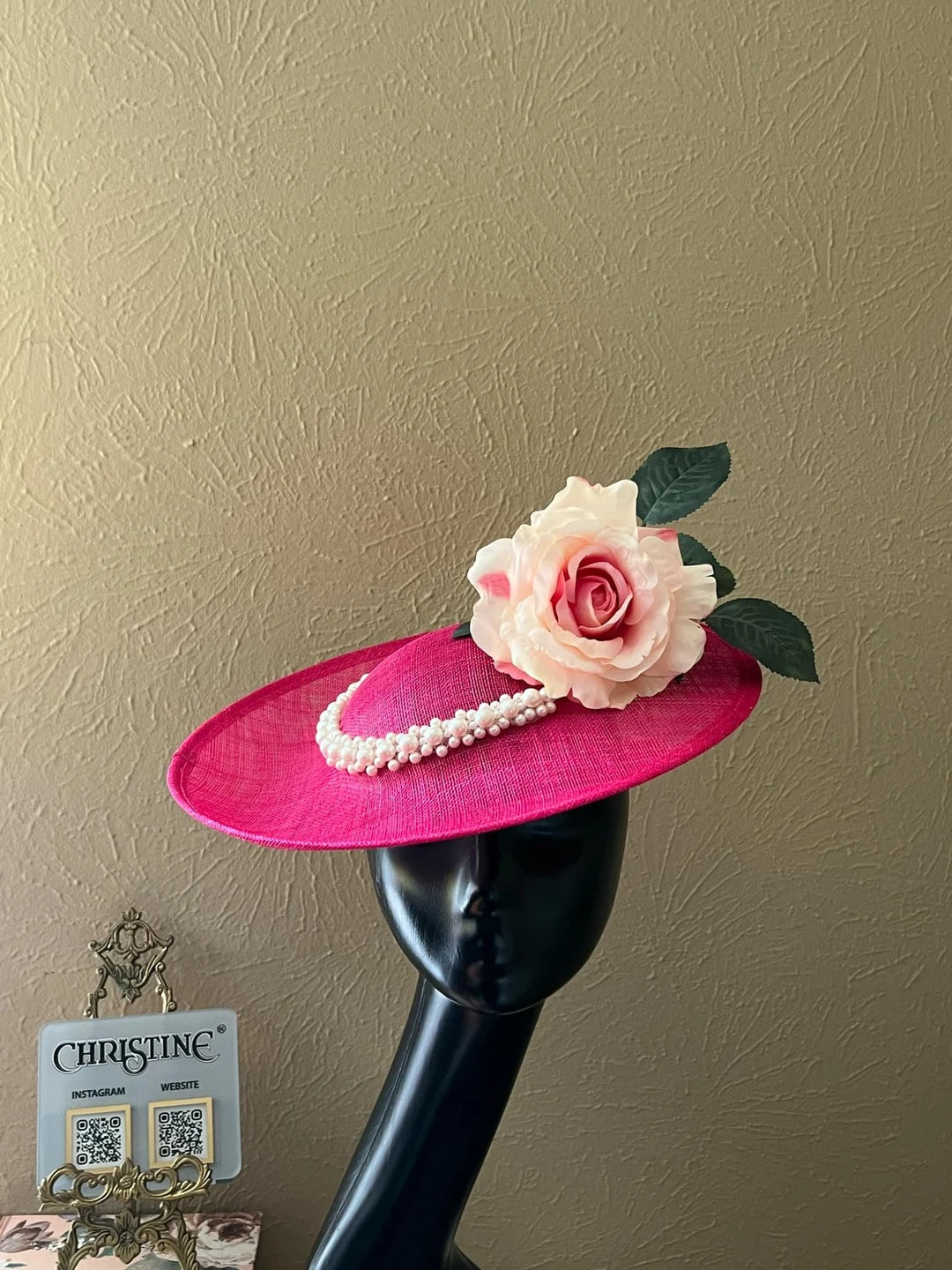 Fushia Pink Hat White Flower Pearls - Etsy | Etsy (US)