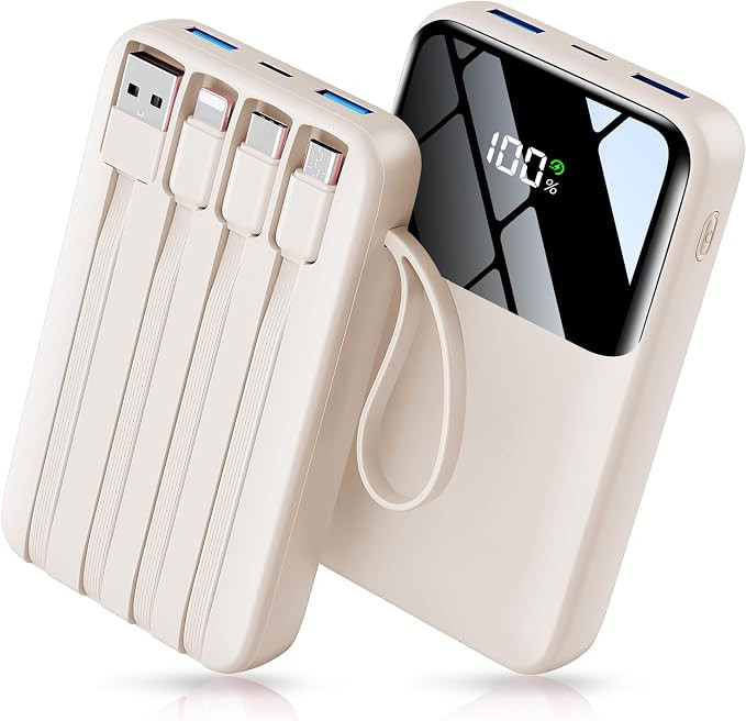 Power Bank, 15000mAh Portable Charger with Built in Cable, 22.5W Fast Charging, 6 Outputs, Slim T... | Amazon (US)