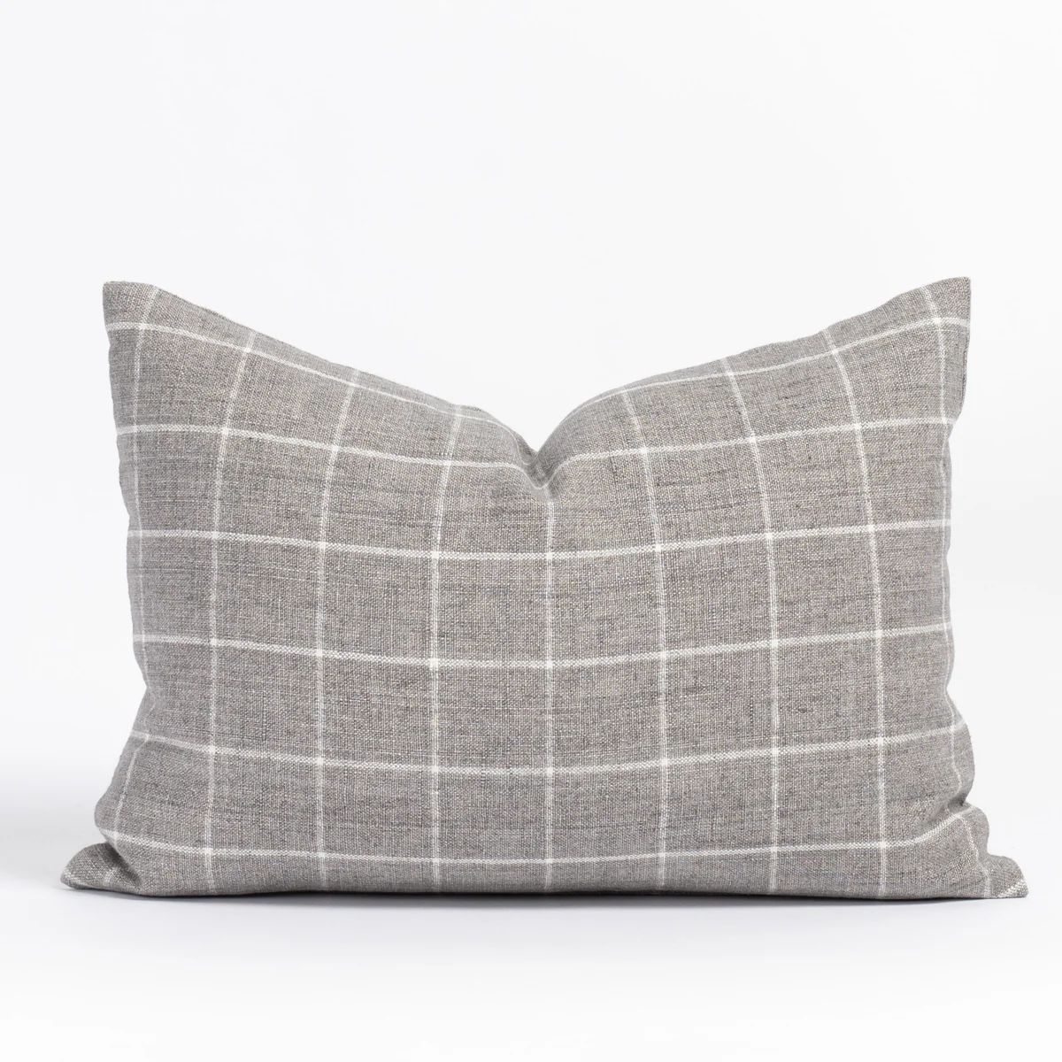 Butler Check 14x20 Lumbar Pillow, Stone Grey | Tonic Living
