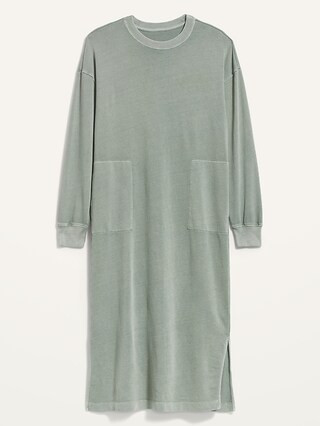 Long-Sleeve Midi Sweatshirt Shift Dress for Women | Old Navy (US)