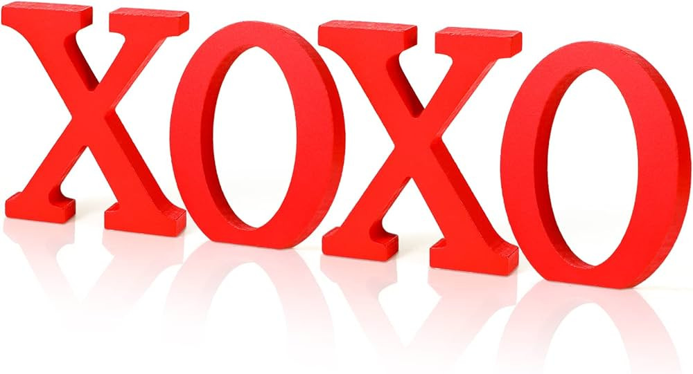 Wood Love XOXO Signs Freestanding Letter Table Centerpiece Word Table Top Sign Wooden Block Cutou... | Amazon (US)