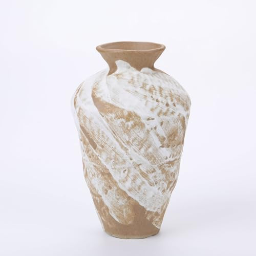 Ceramic Rustic Farmhouse Vase, Pottery Flower Vase for Centerpieces, Decorative Vase for Table, Living Room, Bedroom, Bathroom | Amazon (US)