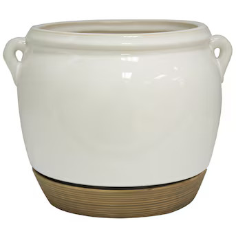 allen + roth 7.87-in W x 7.28-in H White Ceramic Indoor Planter | Lowe's