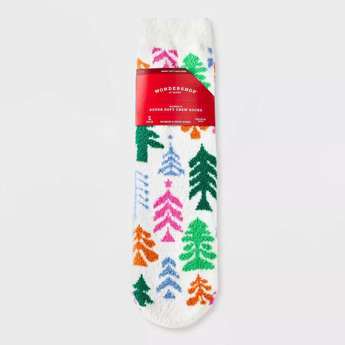 Women's Holiday Trees Cozy Crew Socks with Gift Card Holder - Wondershop™ White 4-10 | Target