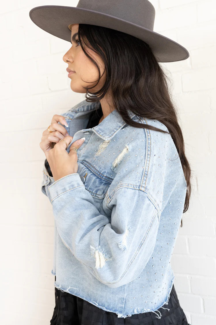 Distressed Studded Denim Jacket | Flea Style