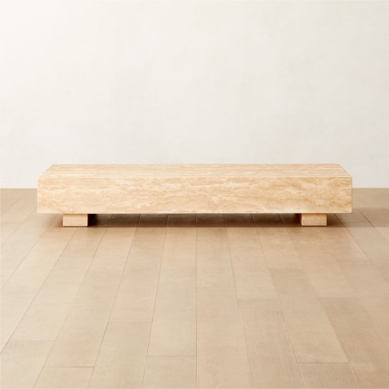 Enyo Modern Rectangular Travertine Coffee Table | CB2 | CB2