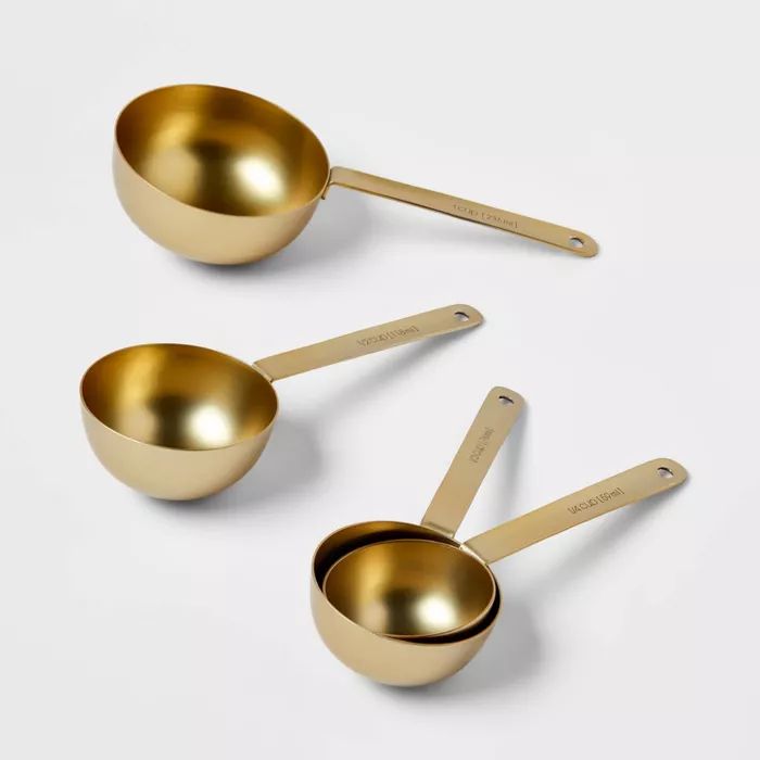 4pc Stainless Steel Brass Finish Measuring Cups - Threshold&#8482; | Target