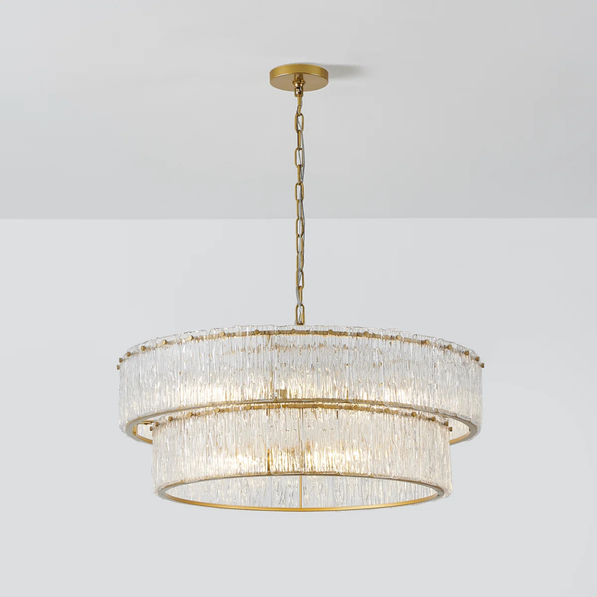 5/8 Light Gold 2-tiered Glass Adjustable Chandelier | Wayfair North America