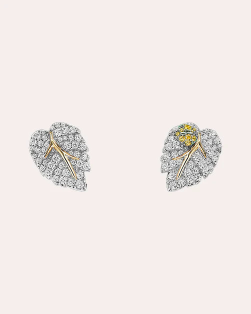 White Leaf Stud Earrings | Olivela