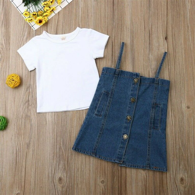 Multitrust Toddler Kid Baby Girl Clothes Casual Shirt Denim Dress Jean Skirt - Walmart.com | Walmart (US)