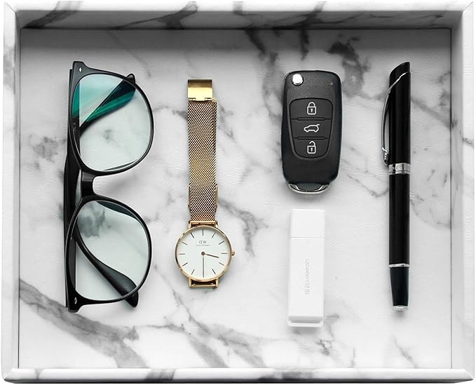 HofferRuffer Desktop Organizer Tray, Bath Bathroom Vanity Tray, Storage Organizer, Dresser Tray C... | Amazon (US)