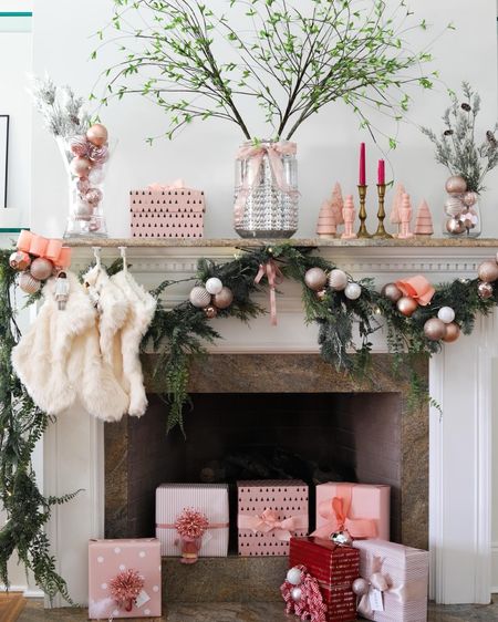 Deck the mantel using garland layers with extra greenery and leftover bulbs and ribbon from the tree to create a cohesive feel  

#LTKHoliday #LTKstyletip #LTKSeasonal