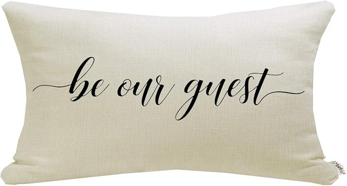 Farmhouse Pillow Covers with Be Our Guest Quote 12" x 20" Farmhouse Rustic D\u00e9cor Lumbar Pill... | Amazon (US)