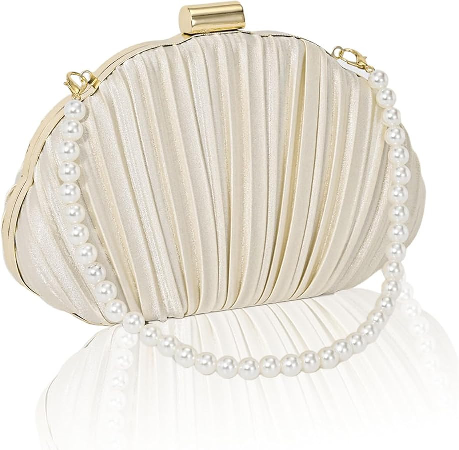 Clutch Purses for Women Shell Shape Evening Clutch Formal Pleated Handbag for Wedding Party Purse... | Amazon (US)