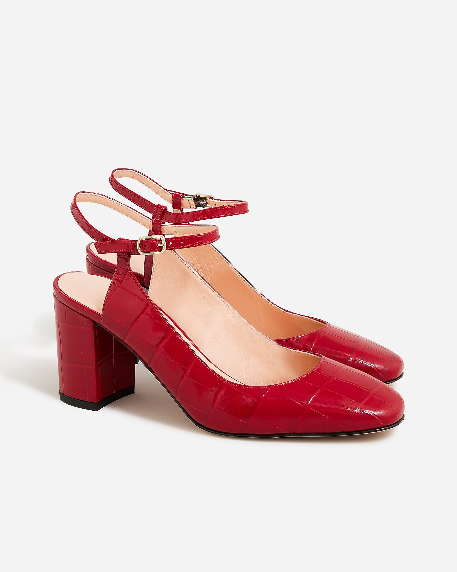 Maisie ankle-strap heels in croc-embossed leather | J.Crew US