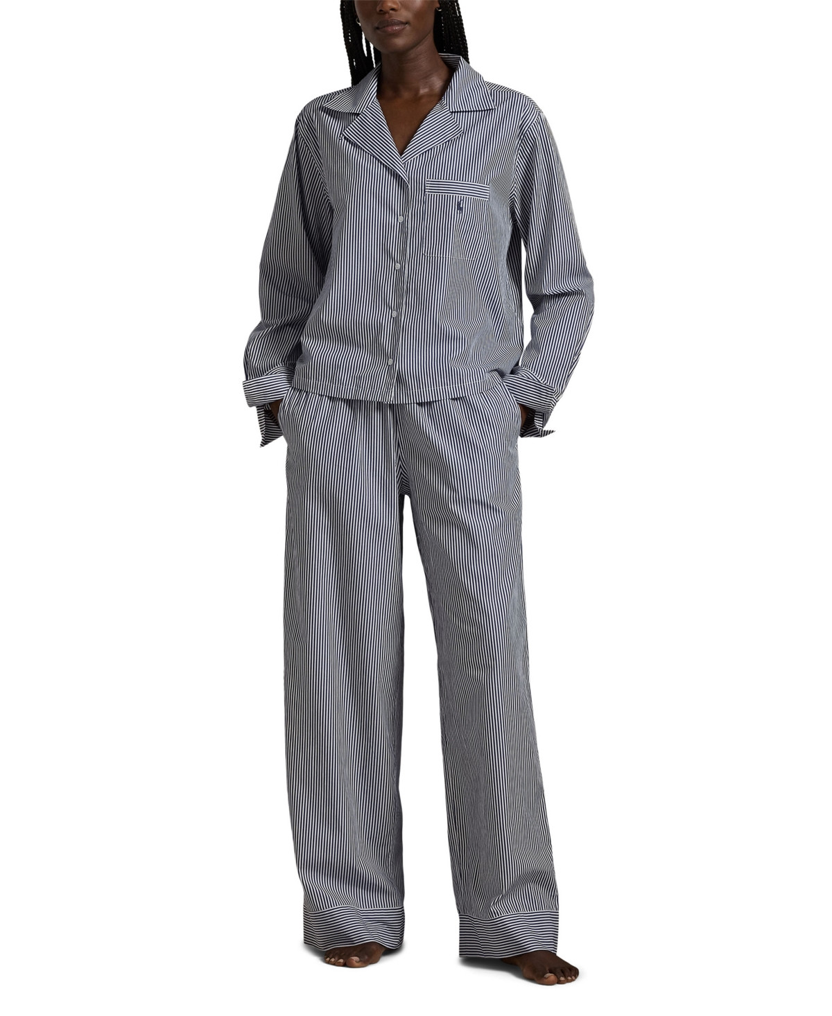 Polo Ralph Lauren Women's 2-Piece Buttoned Shirt and Pants Pajama Set - White Cloud X Hydrangea | Macy's