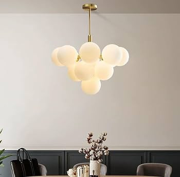 Glass Globe Chandelier, Contemporary Pendant Light Fixture, Ball Shape Hanging Light, Clean Look ... | Amazon (US)