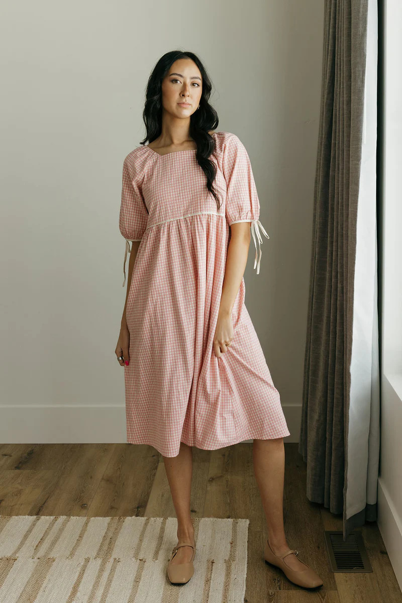 Jensyn Dress-Pink Gingham | Love Olive Co