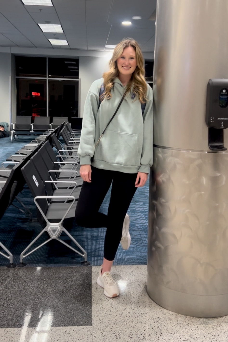 Travel day outfit. Comfortable, cute airport outfit. Oversized tall girl friendly hoodie, white sneakers, black leggings 

#LTKfindsunder50 #LTKtravel