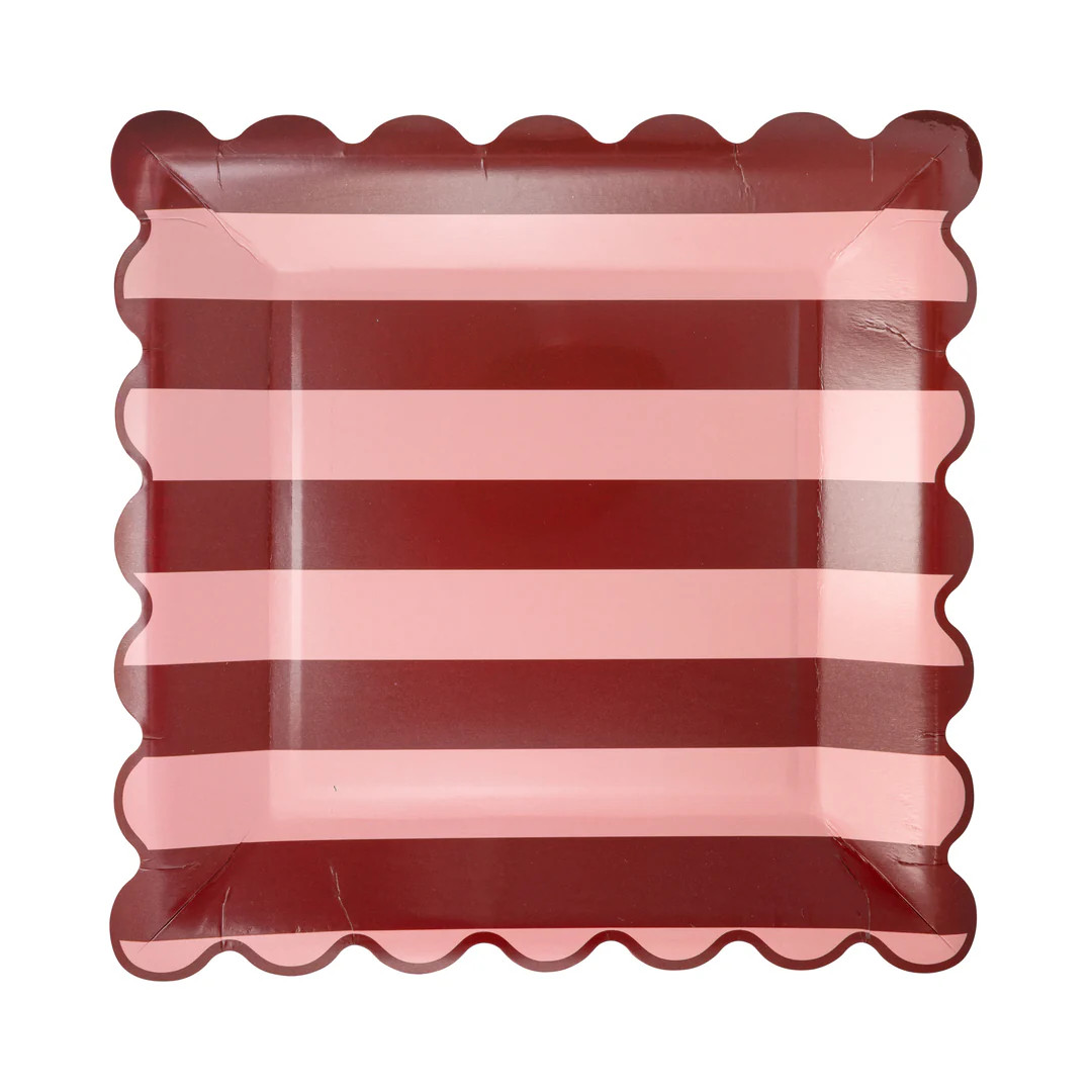 Pink & Burgundy Striped Plate | My Mind's Eye