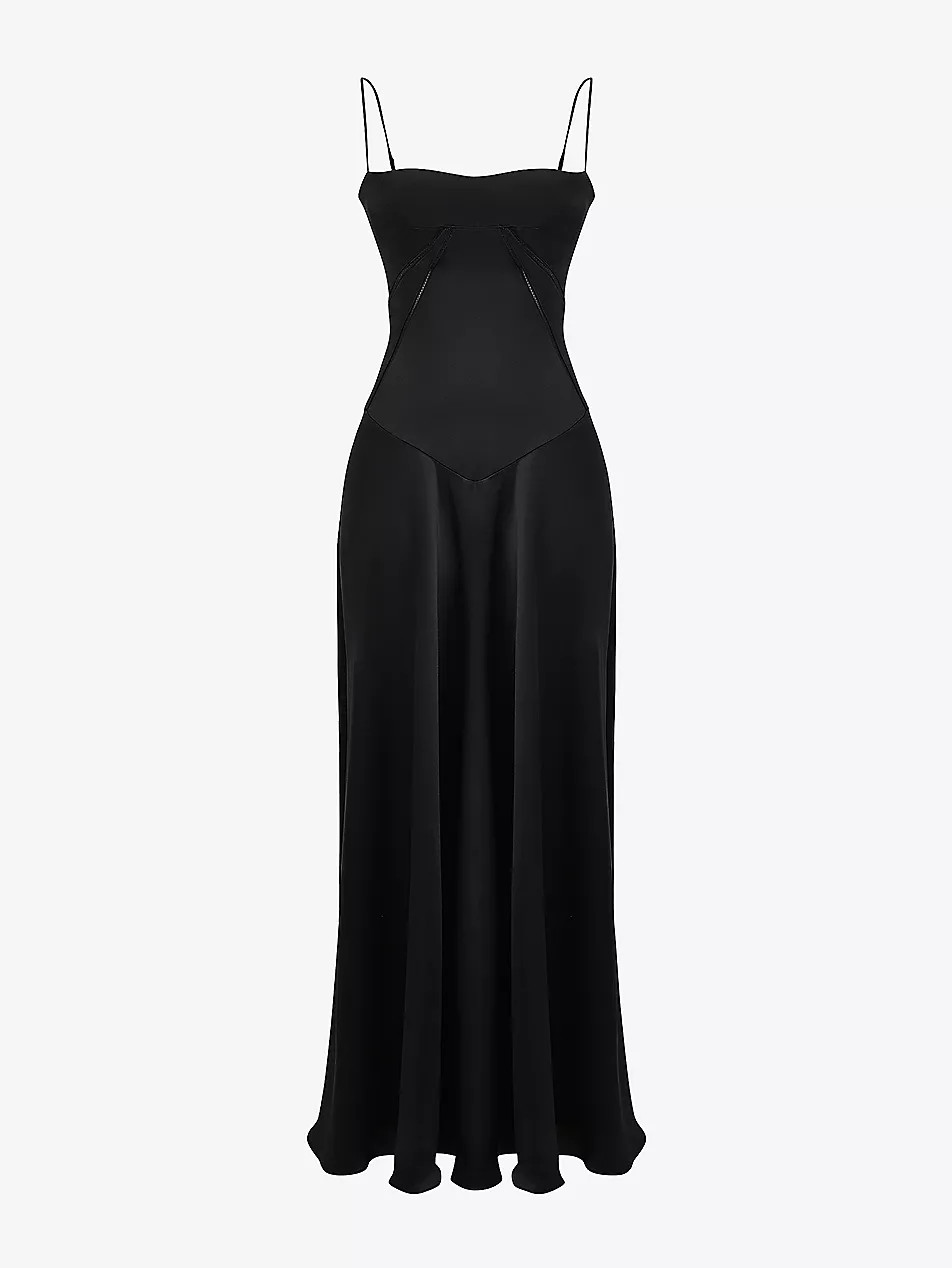 Anabella fitted-bodice lace-up satin maxi dress | Selfridges