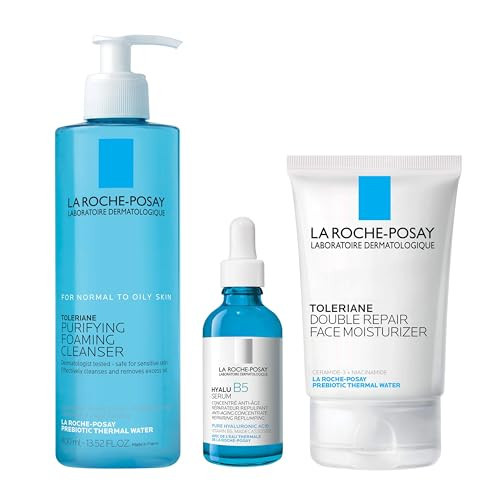 La Roche Posay Toleriane Purifying Cleanser + Toleriane Double Repaire Moisturizer + Hyalu B5 Serum | Amazon (US)
