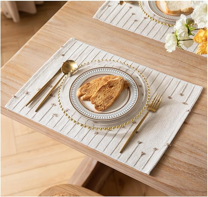 Placemats Set of 6 for Dining Table Décor, Woven Cloth Place Mats for Farmhouse Kitchen Tabletop... | Amazon (US)
