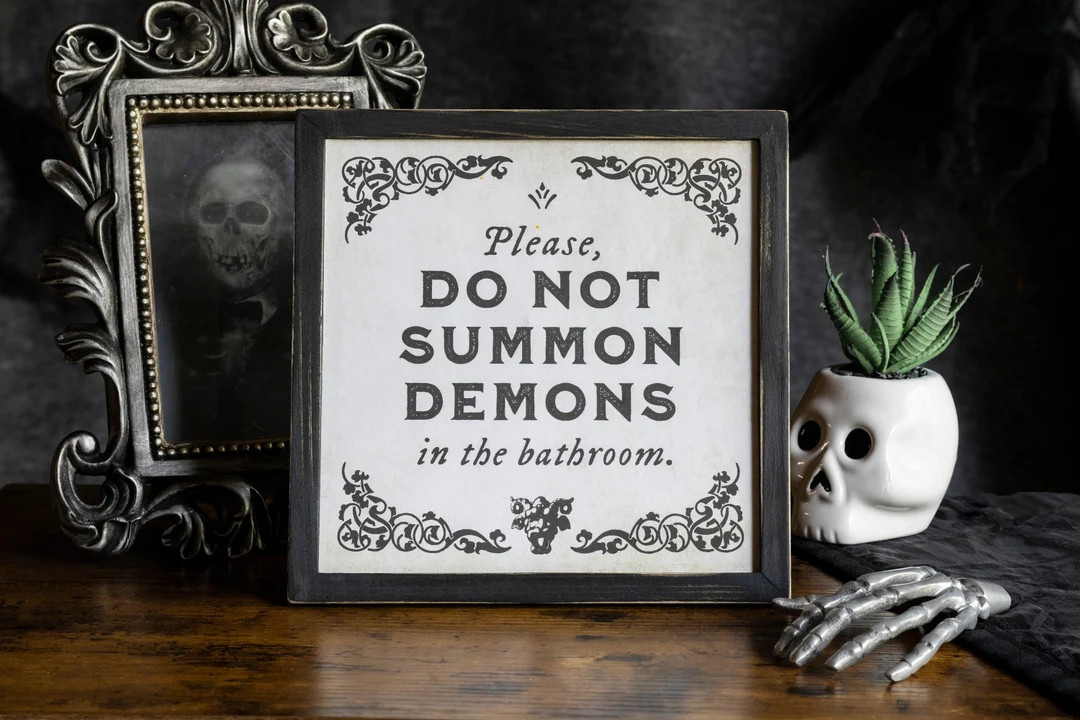 Please Don't Summon Demons in the Bathroom, Halloween Bathroom Decor, Gothic Home Decor, Printabl... | Etsy (US)