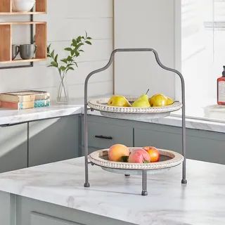 Grey Iron Farmhouse Tiered Server 20 x 16 x 15 - 16 x 15 x 20 - On Sale - Overstock - 32681479 | Bed Bath & Beyond