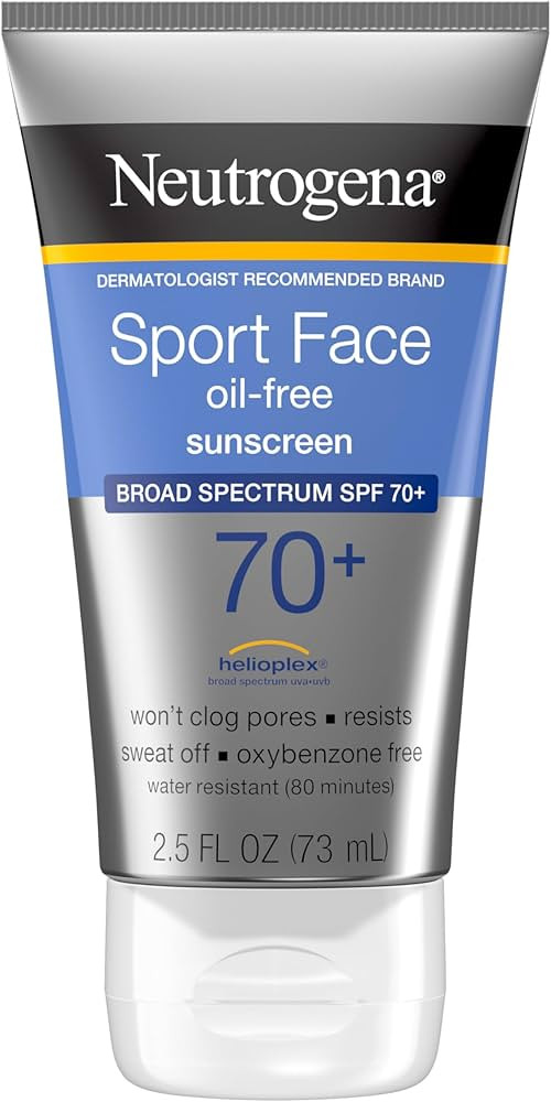 Neutrogena Sport Face Sunscreen SPF 70+, Oil-Free, 2.5 fl oz, Sweat & Water-Resistant, Broad-Spec... | Amazon (US)