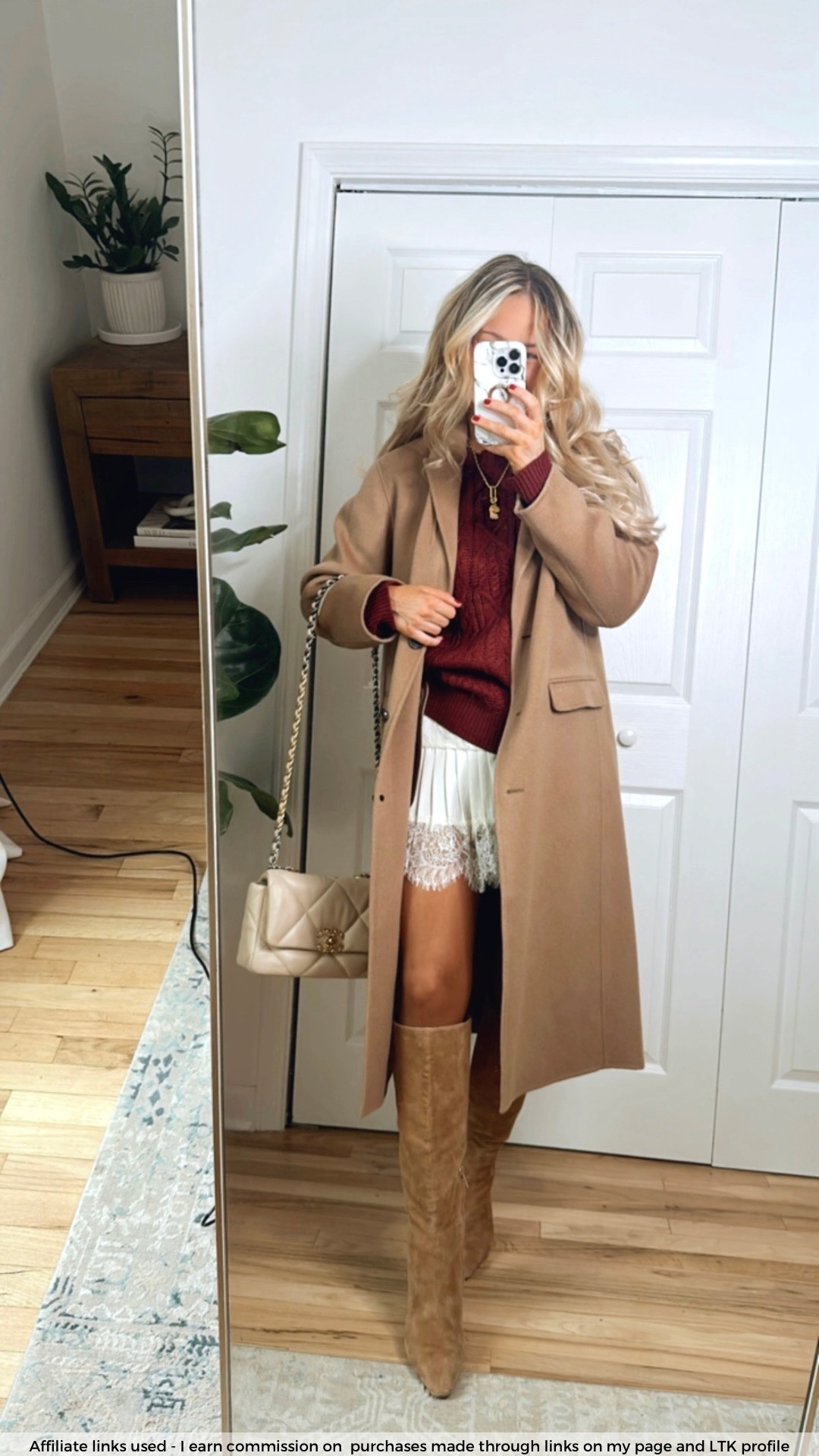 Cute casual fall outfit

Amazon burgundy sweater
Amazon short lace skirt 
J.Crew coat 