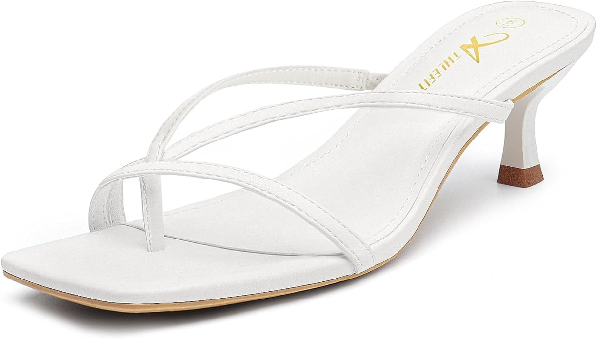 Athlefit Women's Strappy Kitten Heels Flip Flops Square Open Toe Low Heels Fashion Party Dress Th... | Amazon (US)
