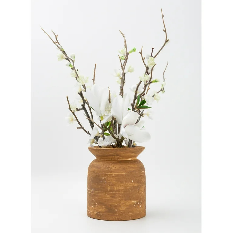 Better Homes & Gardens 13" Artificial Dogwood Plant in Brown Ceramic Pot | Walmart (US)