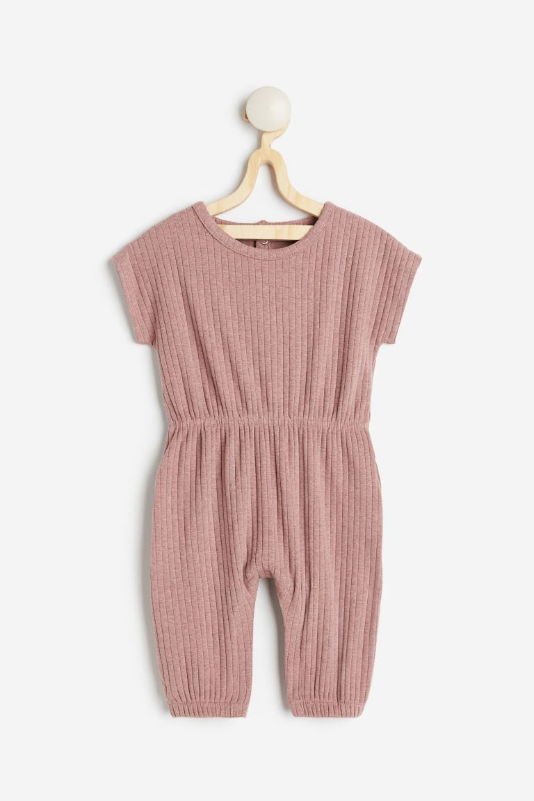 Ribbed Jumpsuit - Dark pink melange - Kids | H&M US | H&M (US + CA)