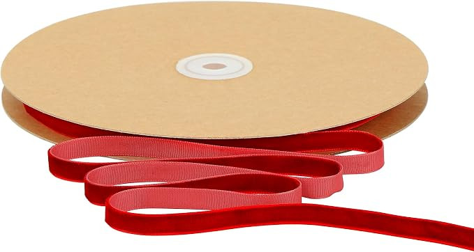 Red Velvet Ribbon Spool 3/8 Inch Wide 25 Yards Polyester Velvet Ribbon Perfect for Chokers Gift W... | Amazon (US)