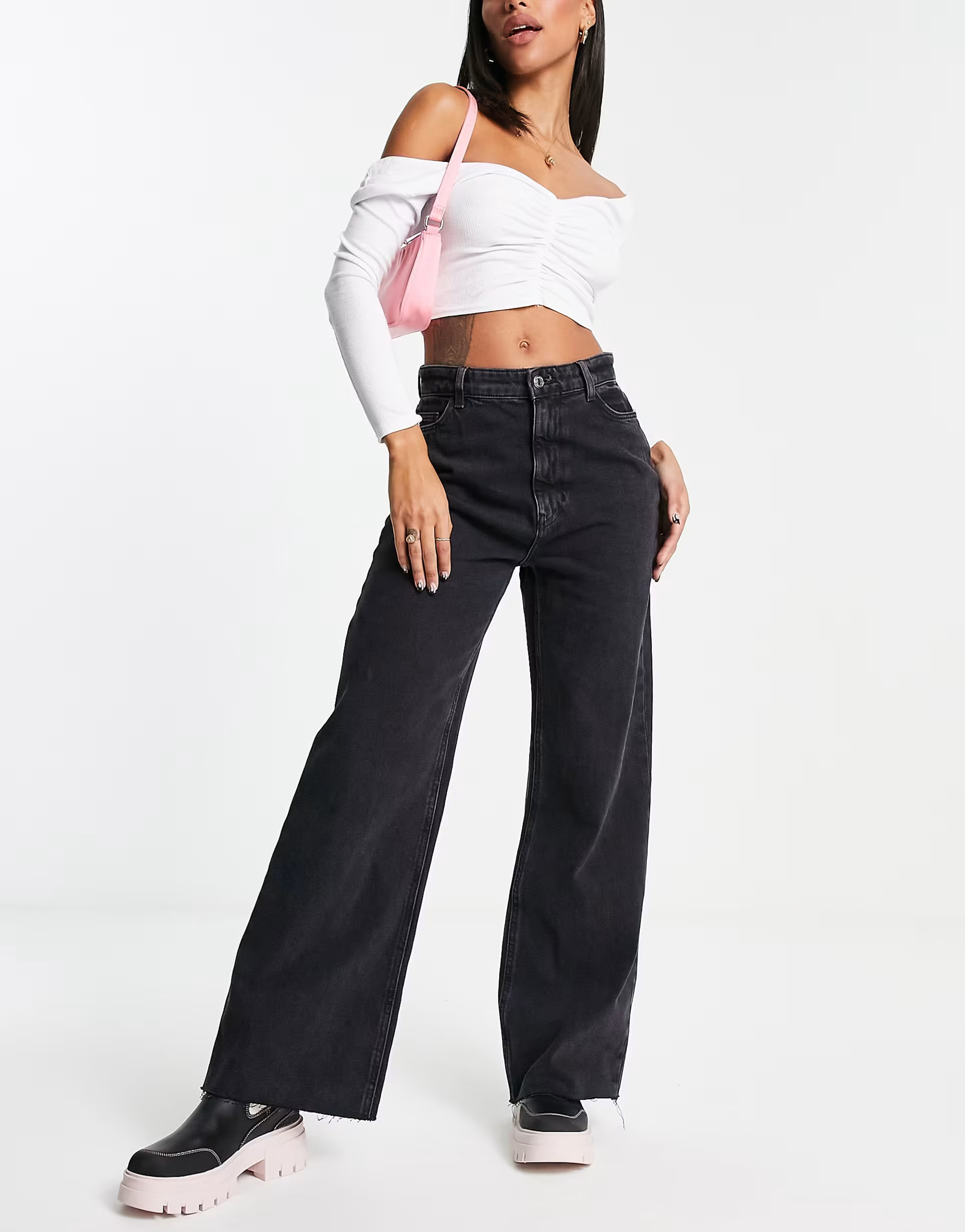 New Look wide leg dad jeans in black | ASOS (Global)