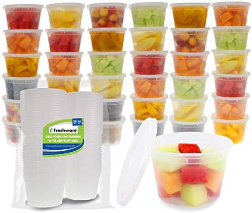 Freshware Food Storage Containers [36 Set] 16 oz Plastic Deli Containers with Lids, Slime, Soup, ... | Amazon (US)