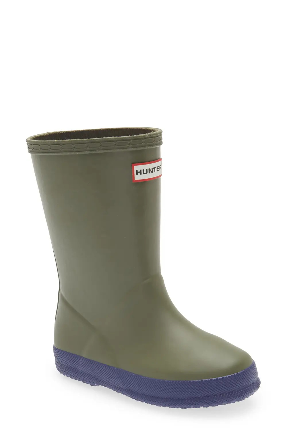 Hunter First Classic Waterproof Rain Boot, Size 12 M in Ismarken Olive/Balder Blue at Nordstrom | Nordstrom Canada