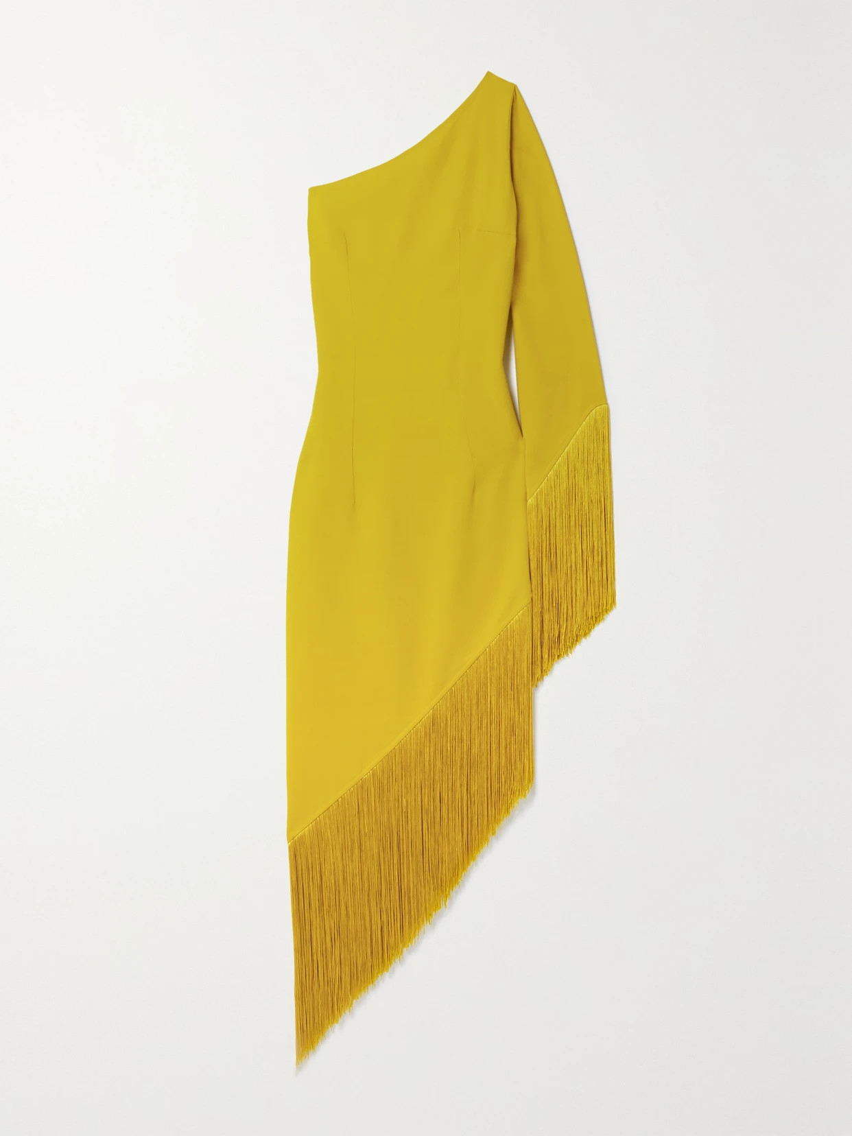 Taller Marmo - Aventador Fringed Asymmetric Crepe Dress - Yellow | NET-A-PORTER (UK & EU)