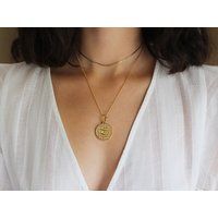 Gold Zodiac Coin Necklace/Gold Medallion Necklace/Coin Jewelry/Constellation Necklace/Zodiac Necklace Gold/Layering Necklace/Gold Zodiac Cha | Etsy (US)