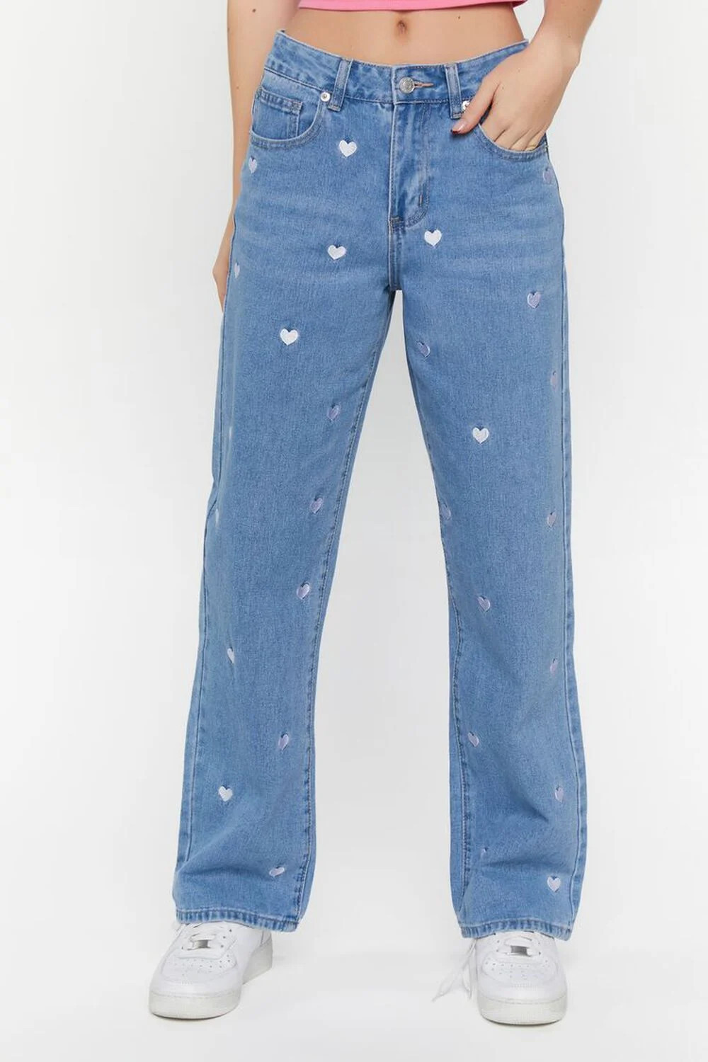 Heart Embroidered 90s-Fit Jeans | Forever 21 (US)