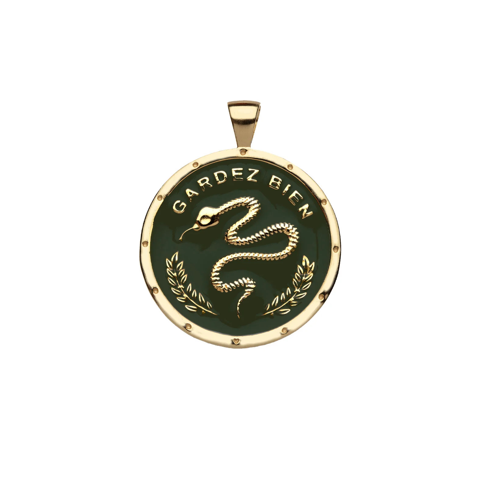 PROTECT JW Original Pendant Coin in Green Enamel | Jane Win