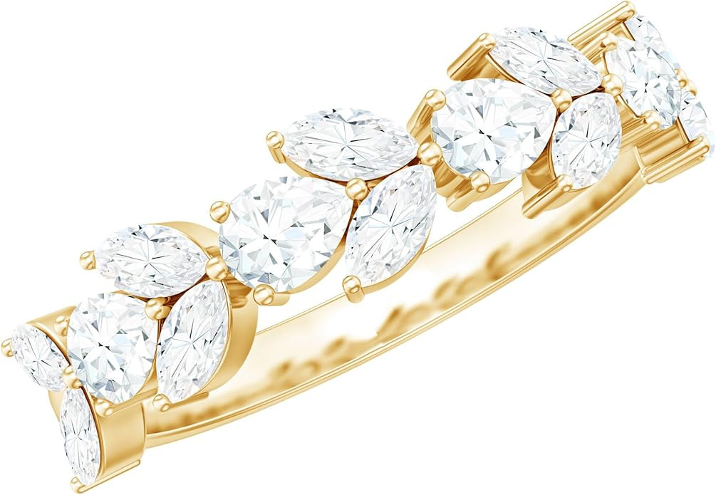 Certified Moissanite Wedding Eternity Band, D-Vs1 Quality, Moissanite Anniversary Ring - Unique G... | Amazon (US)