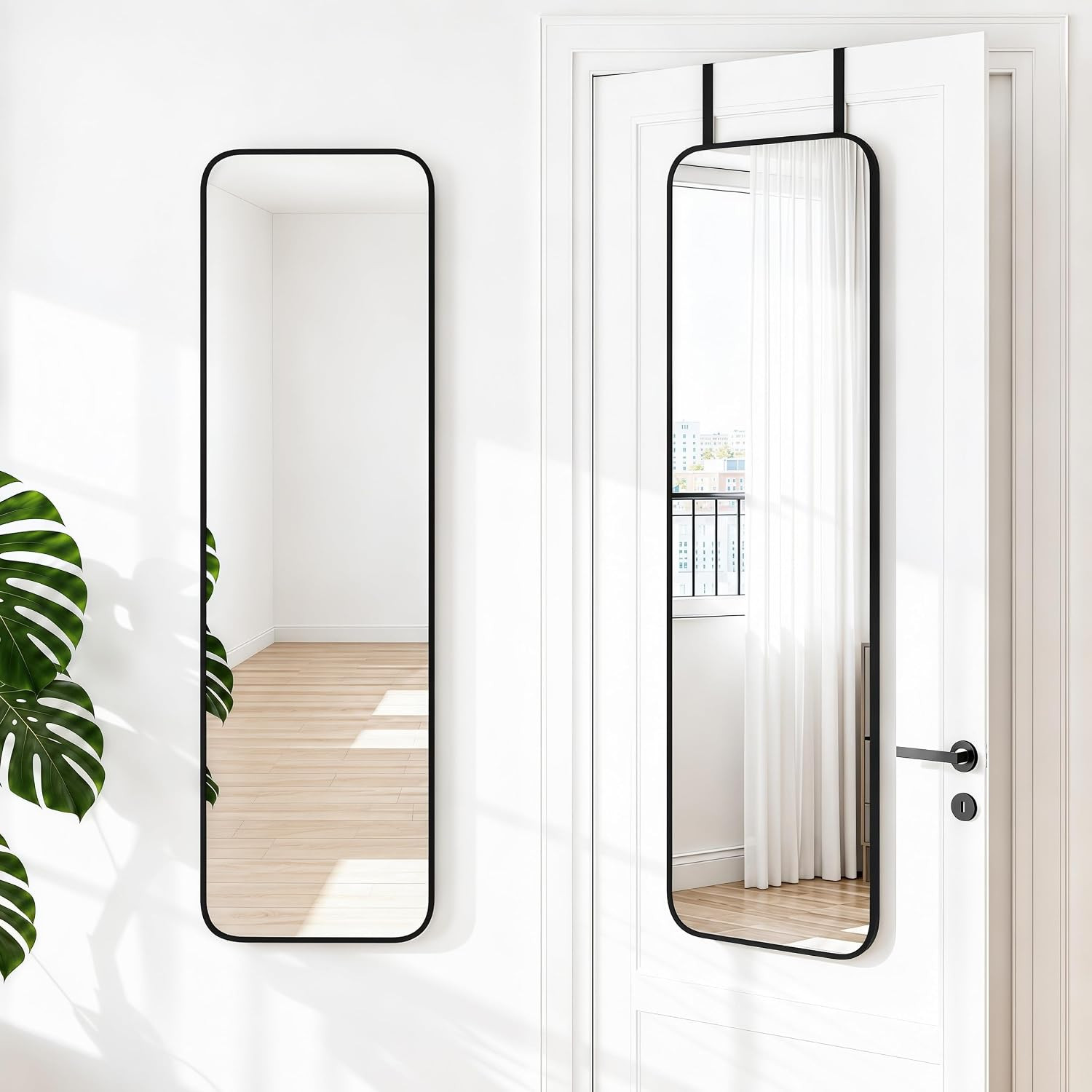 NARCISSUS 47x14 Over The Door Full Length Mirror or Wall Mounted Black | Amazon (US)
