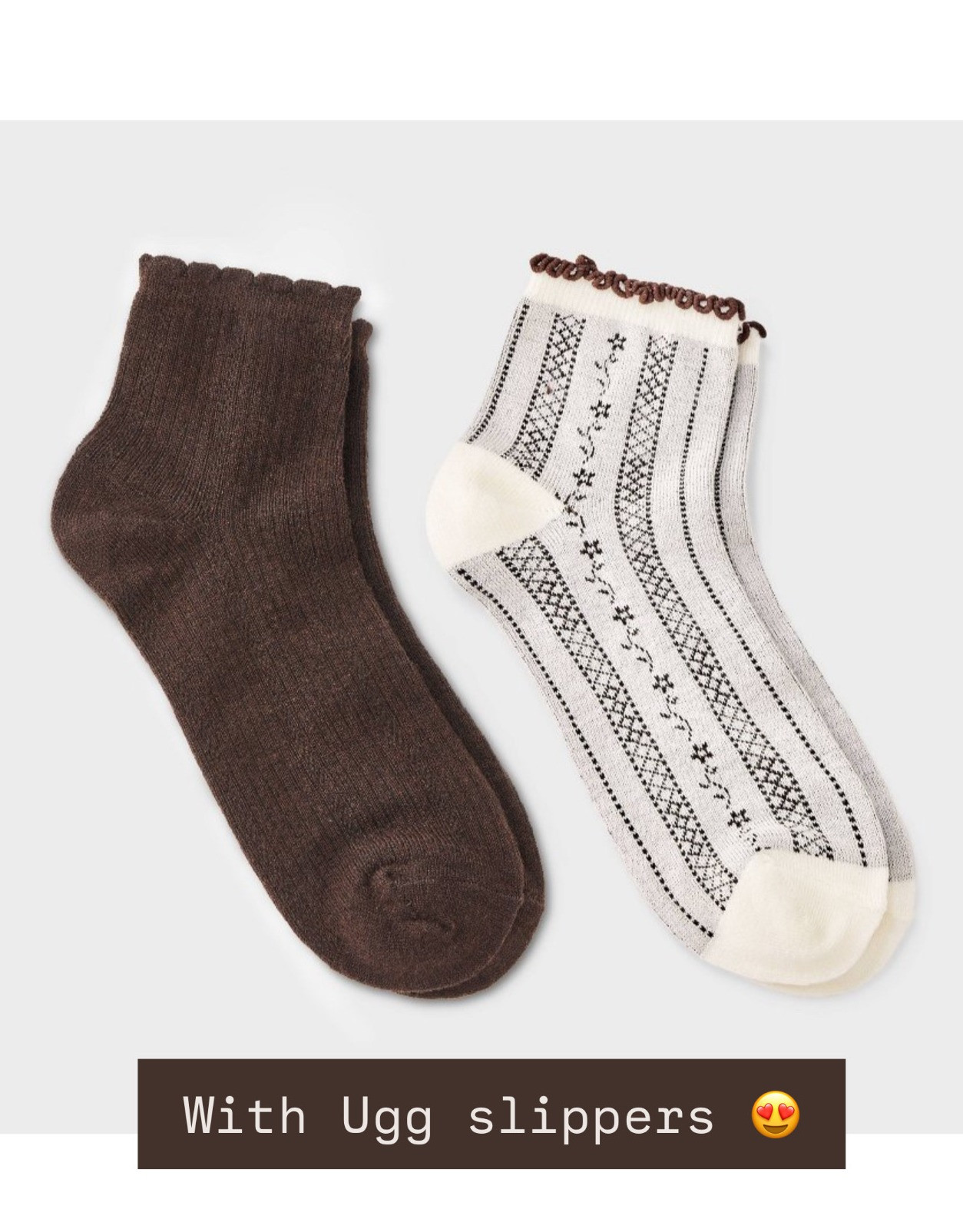 I love ruffle socks, and these are so cute for fall! These would be so cute styled with ugg slippers or clogs!

Loverly Grey, Target, ruffle socks, fall socks, brown socks 

 #LTKSeasonal